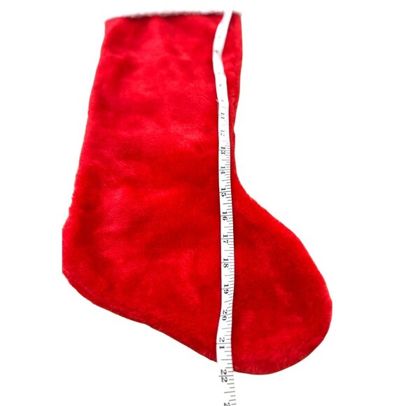 Red & White Christmas Stocking 100% Polyester Fabric Decorative Holiday Hanging - Picture 5 of 5